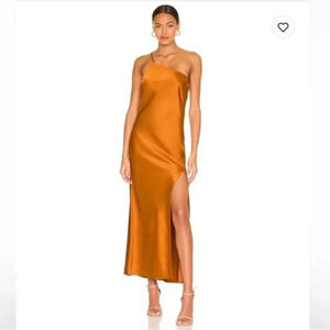 Revolve Mara Midi Dress NBD size small, color copper / gold
